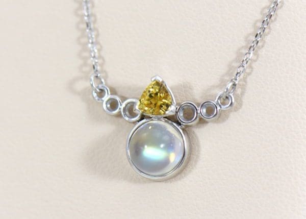 Moonstone Yellow Garnet Necklace in White Gold.JPG