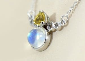 Moonstone Yellow Garnet Necklace in White Gold