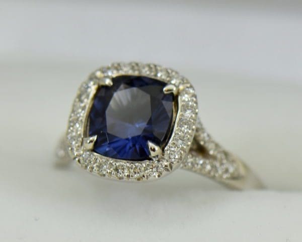Burmese blue grey spinel in cushion halo engagement ring 4.JPG