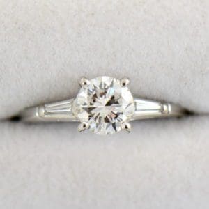 Mid Century Platinum 1ct Diamond Ring with Baguette accents.JPG