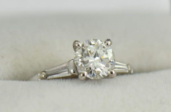 Mid Century Platinum 1ct Diamond Ring with Baguette accents 5.JPG