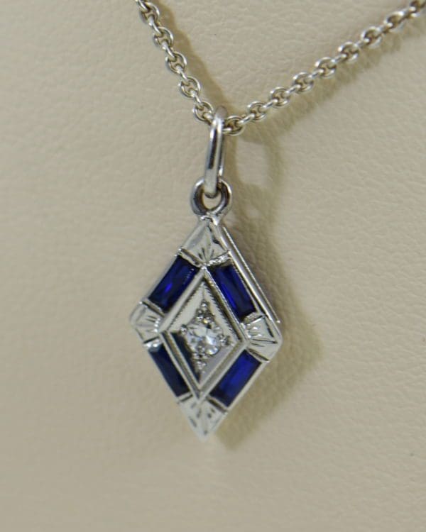 deco trapezoid pendant with diamond and blue sapphires.JPG