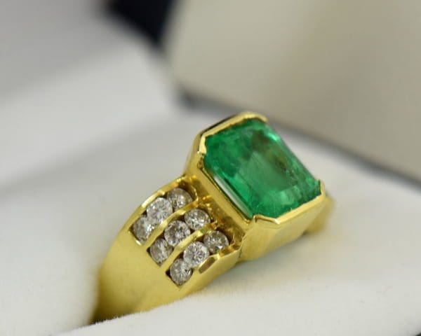 3ct Gem Emerald Ring and Channel Diamond Ring 2.JPG