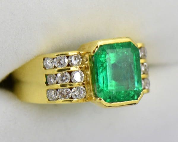 3ct Gem Emerald Ring and Channel Diamond Ring 3.JPG