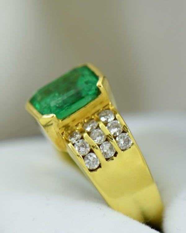 3ct Gem Emerald Ring and Channel Diamond Ring 5.JPG