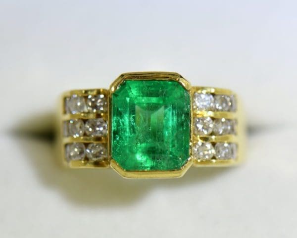 3ct Gem Emerald Ring and Channel Diamond Ring