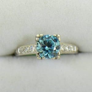 Blue Zircon Platinum Art Deco Ring with fishtail prongs 6.JPG