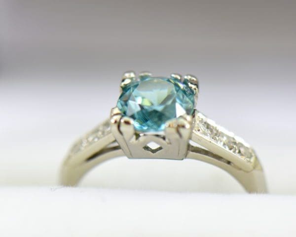 Blue Zircon Platinum Art Deco Ring with fishtail prongs 7.JPG