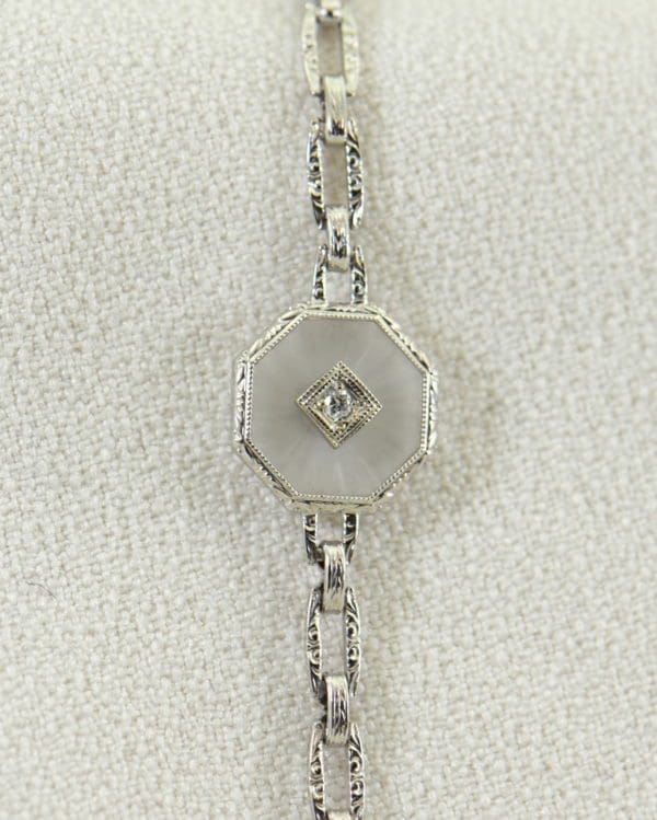 Camphor Glass and Diamond engraved bracelet art deco circa 1930.JPG