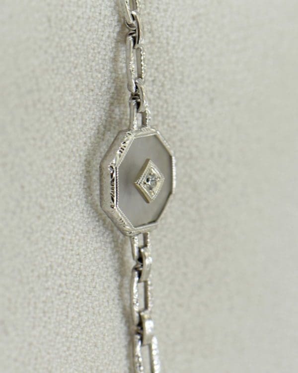 Camphor Glass and Diamond engraved bracelet art deco circa 1930 3.JPG