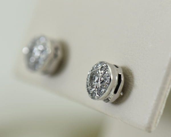 Deco Old European Cut Diamond Halo Stud Earrings in White Gold 3.JPG