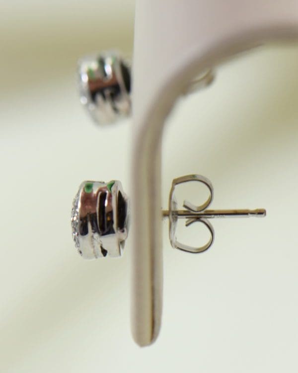 Deco Old European Cut Diamond Halo Stud Earrings in White Gold 5.JPG