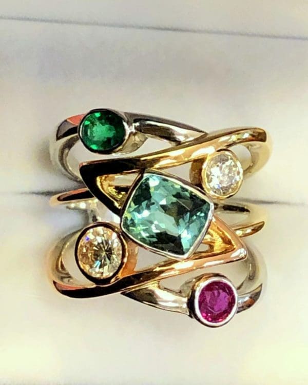 Eide custom mothers ring in tricolor gold