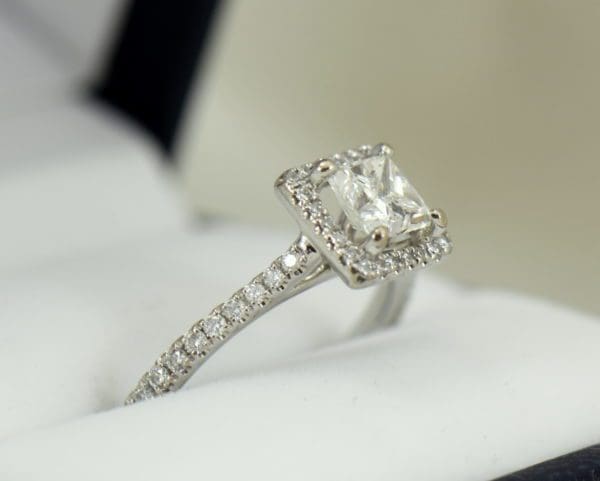 GIA certified .70ct princess cut diamond halo engagement ring.JPG