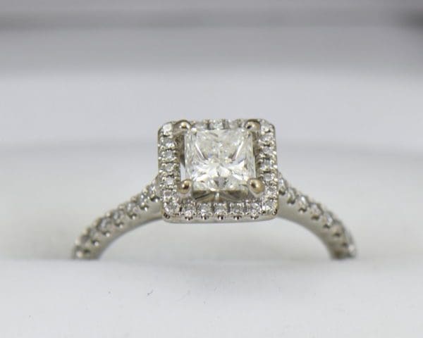 GIA certified .70ct princess cut diamond halo engagement ring 3.JPG