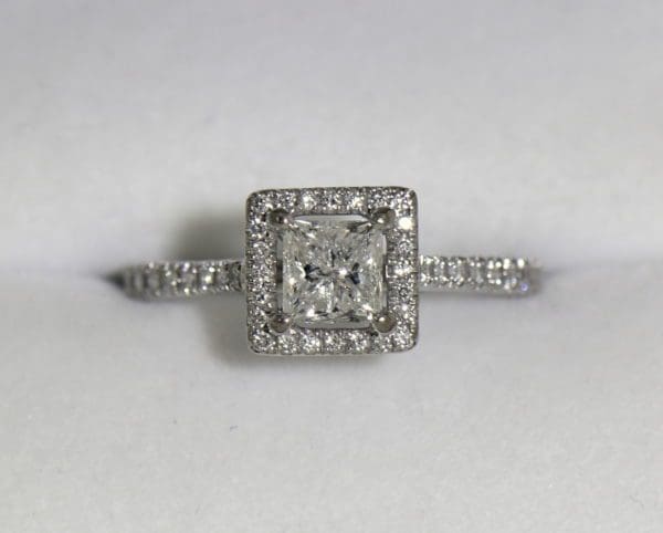 GIA certified .70ct princess cut diamond halo engagement ring 4.JPG
