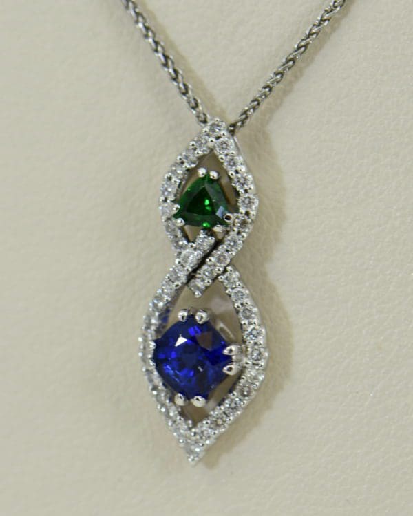 Green Tsavorite Blue Sapphire Pendant with Diamond Accents.JPG