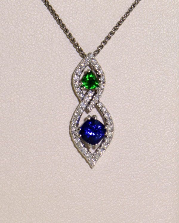 Green Tsavorite Blue Sapphire Pendant with Diamond Accents 4.JPG