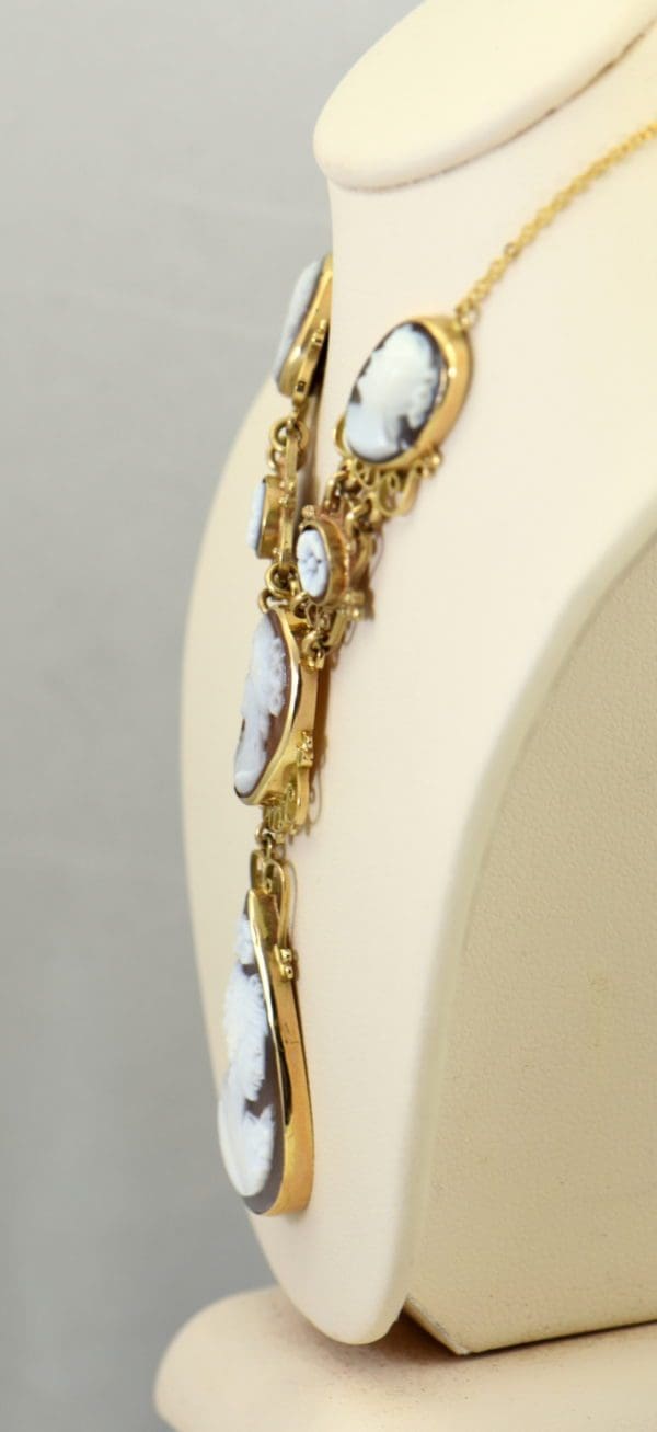 Mid Century Italian Shell Cameo Necklace in 18k and 14k yellow gold 3.JPG