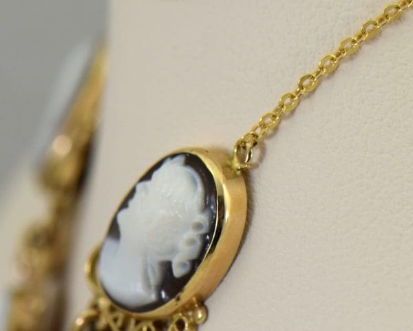 Mid Century Italian Shell Cameo Necklace in 18k and 14k yellow gold 4.JPG