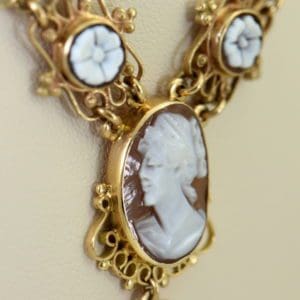 Mid Century Italian Shell Cameo Necklace in 18k and 14k yellow gold 7.JPG