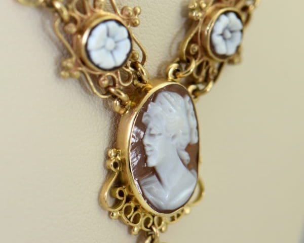 Mid Century Italian Shell Cameo Necklace in 18k and 14k yellow gold 7.JPG