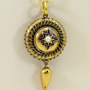Victorian Locket 15k yellow gold with enamel star and pearl circa 1860.JPG