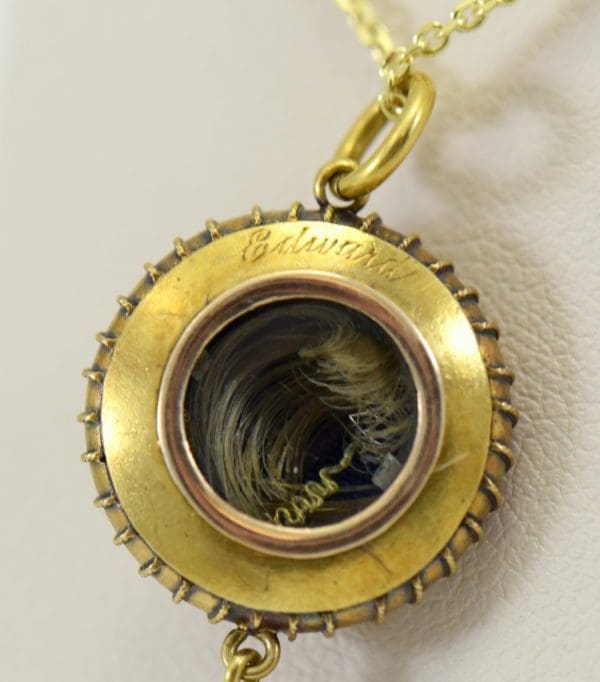 Victorian Locket 15k yellow gold with enamel star and pearl circa 1860 4.JPG