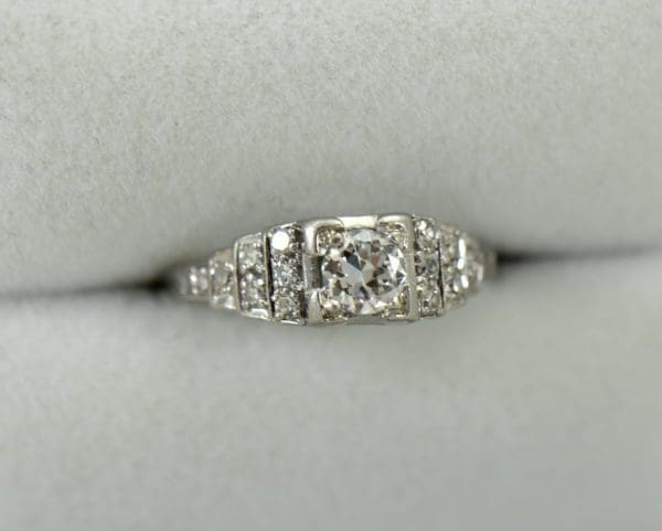 Art Deco .33ct platinum engagement ring with stair step diamond accents 6.JPG