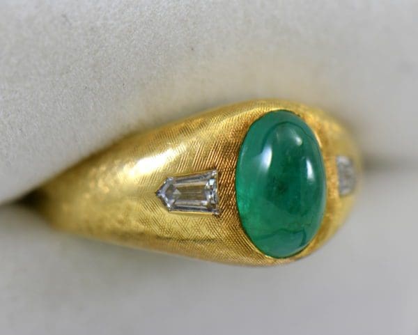 Brandon s Vintage 18k Jabel Mens Ring with 4ct Cabochon Emerald and Bullet Diamonds 2.JPG
