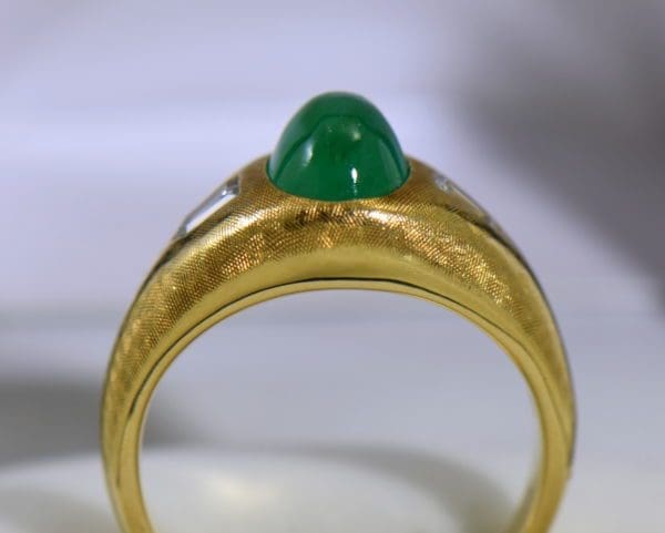 Brandon s Vintage 18k Jabel Mens Ring with 4ct Cabochon Emerald and Bullet Diamonds 4.JPG