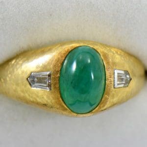 Brandon s Vintage 18k Jabel Mens Ring with 4ct Cabochon Emerald and Bullet Diamonds 6.JPG