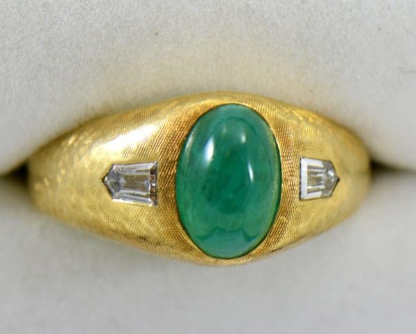 Brandon s Vintage 18k Jabel Mens Ring with 4ct Cabochon Emerald and Bullet Diamonds 6.JPG