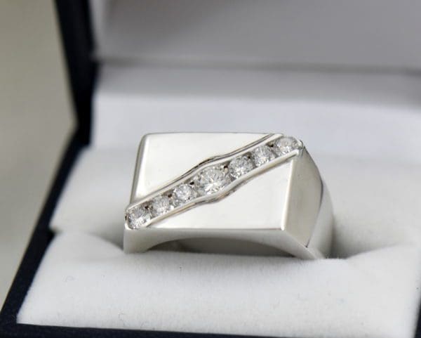 Custom Rectangular Mens Ring with Channel Set Diamonds 1ctw 14kw 2.JPG