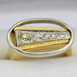 Mid Century Space Age Mens Diamond Ring in two tone gold 2.JPG