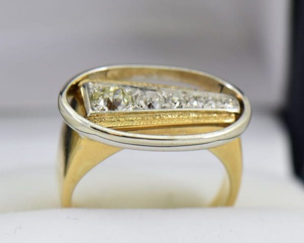 Mid Century Space Age Mens Diamond Ring in two tone gold 5.JPG