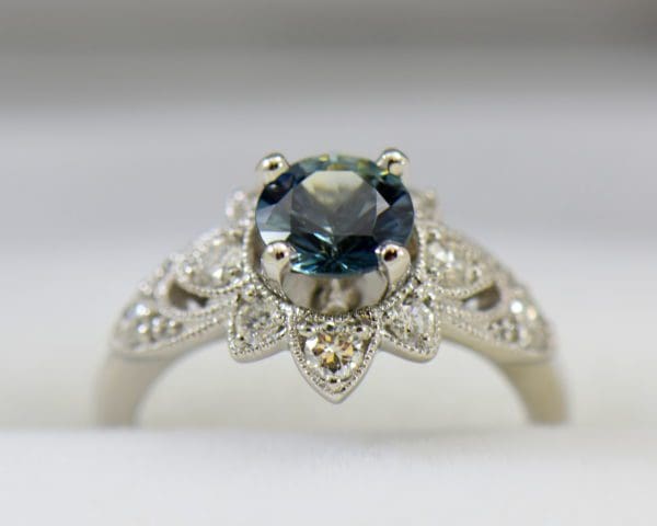 Star Shaped Deco Style Engagement Ring with Denim Blue Round Sapphire 1ct and diamonds 3.JPG