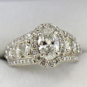 Susans 1.50ct Oval Diamond Platinum Halo Ring with 3 row Diamond Shank GIA D SI2 2.JPG