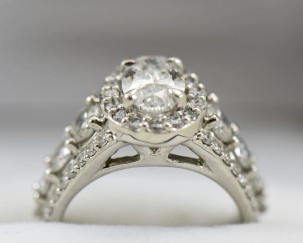 Susans 1.50ct Oval Diamond Platinum Halo Ring with 3 row Diamond Shank GIA D SI2 6.JPG