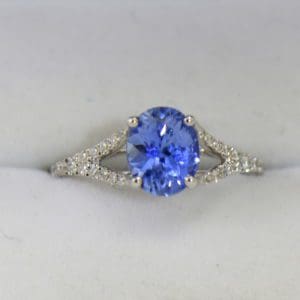 Unheated 1.40ct Ceylon Periwinkle Blue Sapphire Ring with White Gold Split Shank.JPG