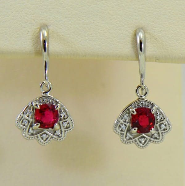 custom vintage style white gold pendant earring set with burmese jedi red spinels 10.JPG