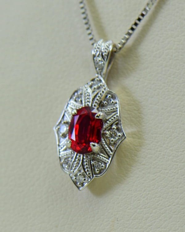 custom vintage style white gold pendant earring set with burmese jedi red spinels 3.JPG