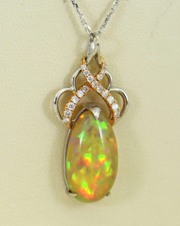 Ethiopian Opal Pendant In Twotone Gold with Snakeskin pattern 3.JPG