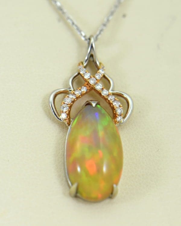 Ethiopian Opal Pendant In Twotone Gold with Snakeskin pattern 4.JPG
