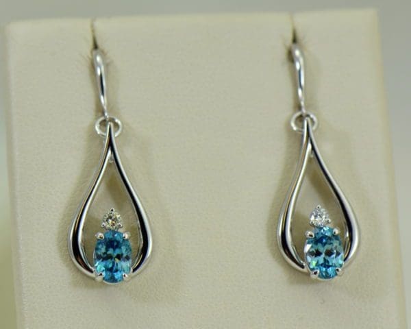 custom blue zircon and diamond dangle earrings 14kw 4.JPG