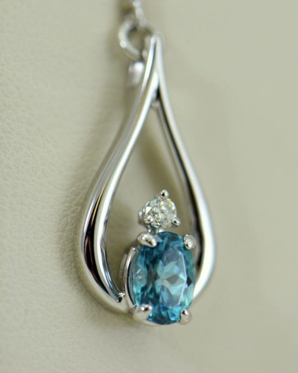 custom blue zircon and diamond dangle earrings 14kw 5.JPG