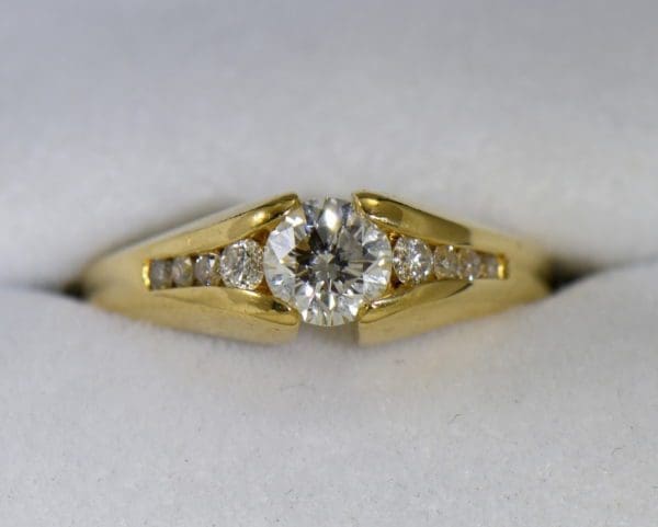estate custom 18k engagement ring with .7ct round diamond and euroshank.JPG
