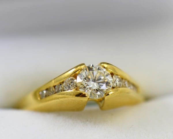 estate custom 18k engagement ring with .7ct round diamond and euroshank 2.JPG