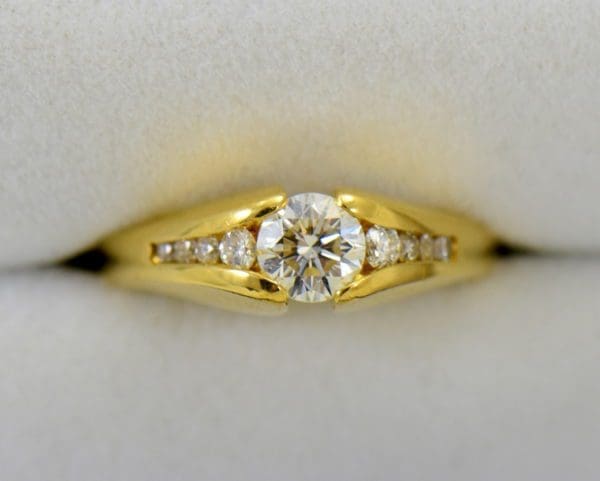 estate custom 18k engagement ring with .7ct round diamond and euroshank 3.JPG