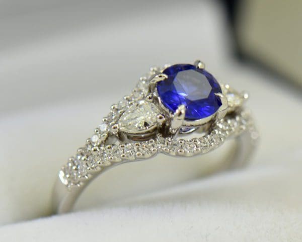 blue violet round sapphire and pear diamond engagement ring 2.JPG